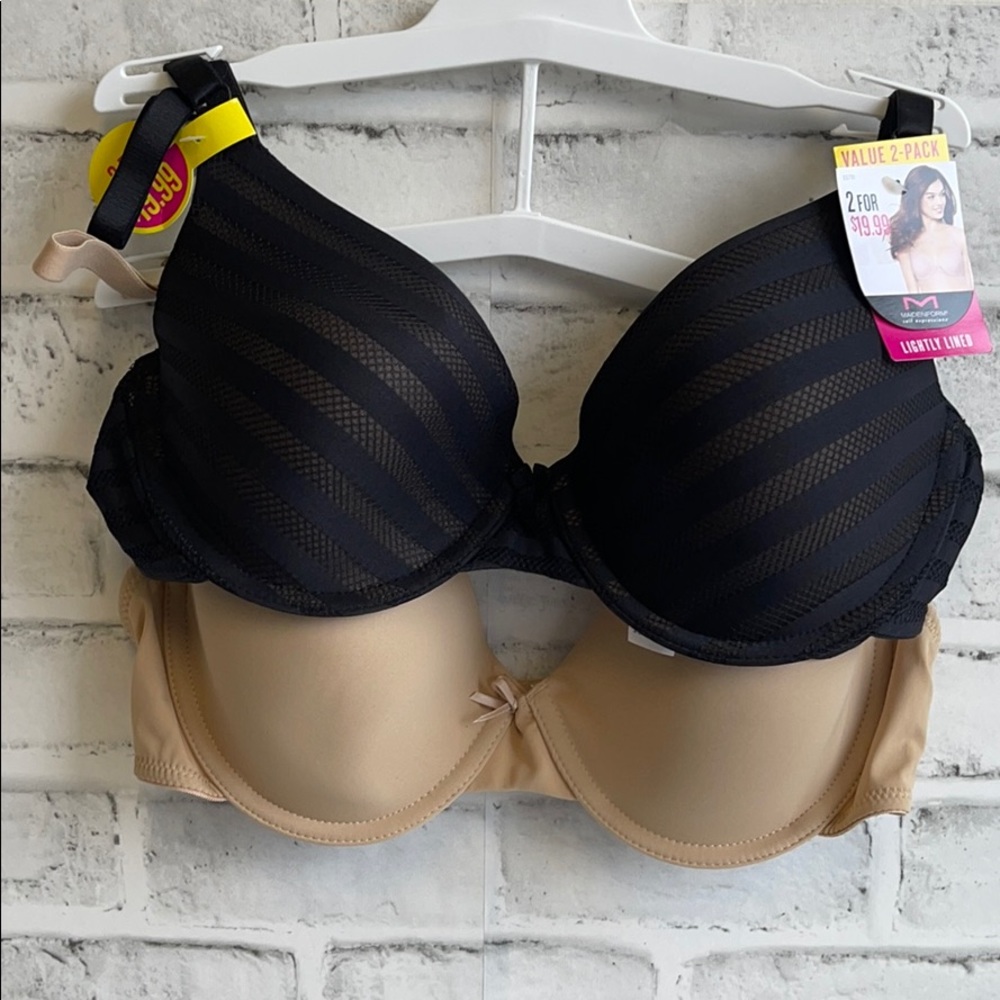 💎 Maidenform 🖤🧡Striped T-Shirt Bra 2 Pack